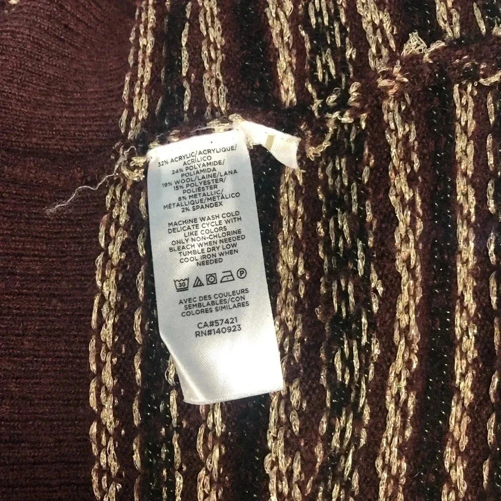 Loft Maroon and Gold stripped Sweater Dress Women’s Petite Large - Picture 7 of 12